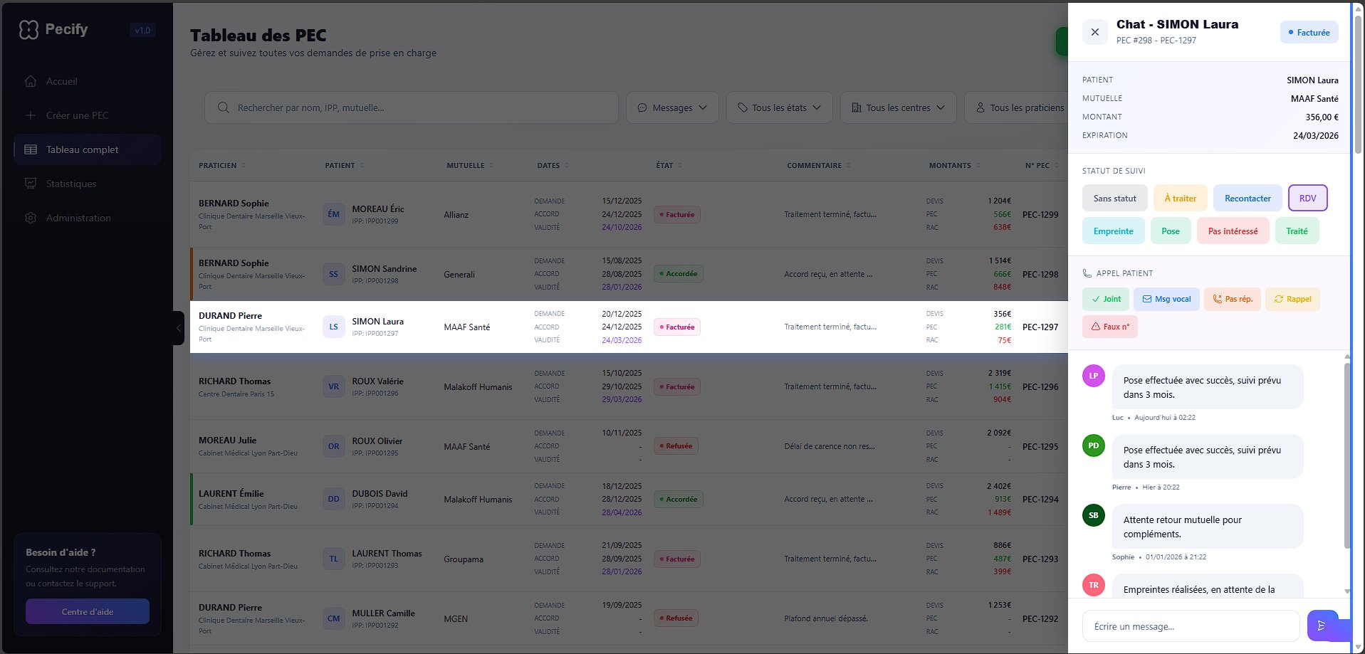 Suivi et collaboration Pecify